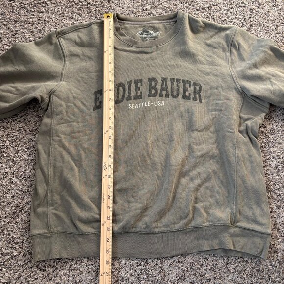 Eddie Bauer Heritage Wash Crewneck Sweatshirt Seattle-USA Olive Green Mens XL 10 - Picture 5 of 7